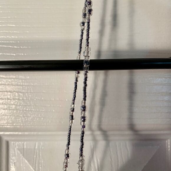 Eggplant Beaded Spaghetti Strap Crepe Dress Size S - Picture 3 of 6